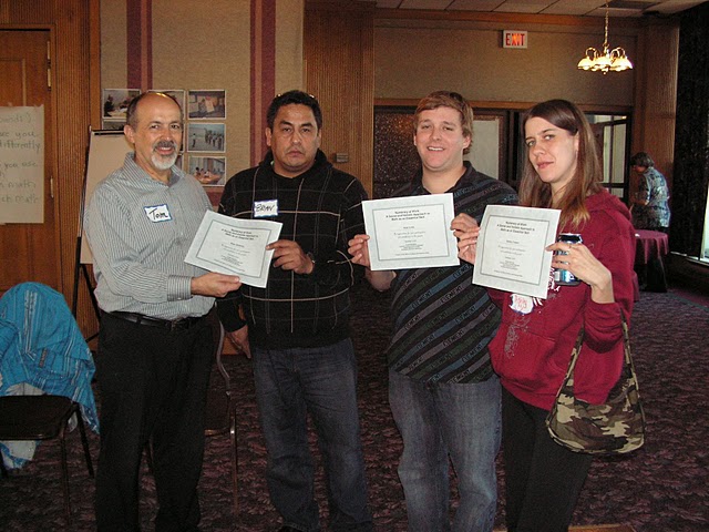 o	At the Summative Forum, Tom presents certificates to the Selkirk learners for their contributions to the project. 